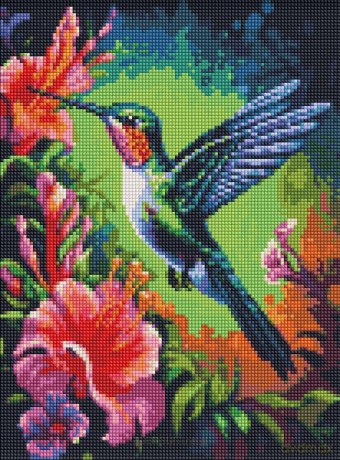 Diamentowa mozaika - Wdzięczny koliber 30x40 cm