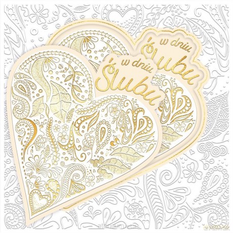 Karnet KW ślub Serce pattern