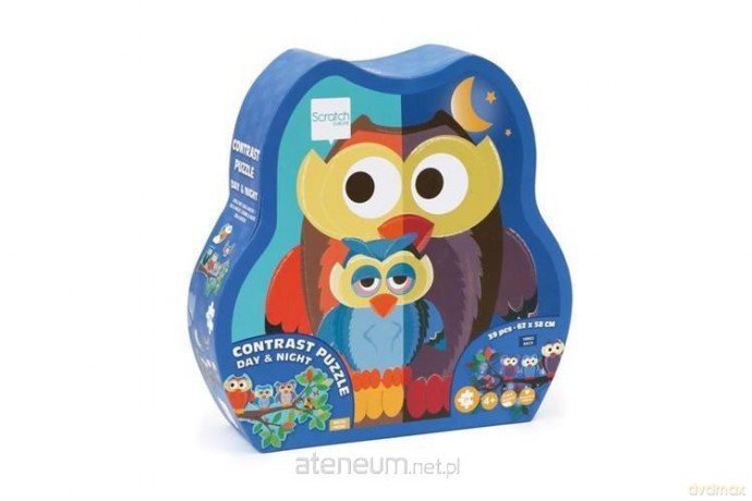 SCRATCH Dwustronne puzzle 39 XL Sowa dzień i noc [PUZZLE]