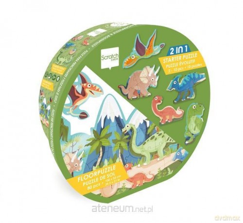 SCRATCH Puzzle podłogowe i pierwsze puzzle 2w1 Dinozaury [PUZZLE]