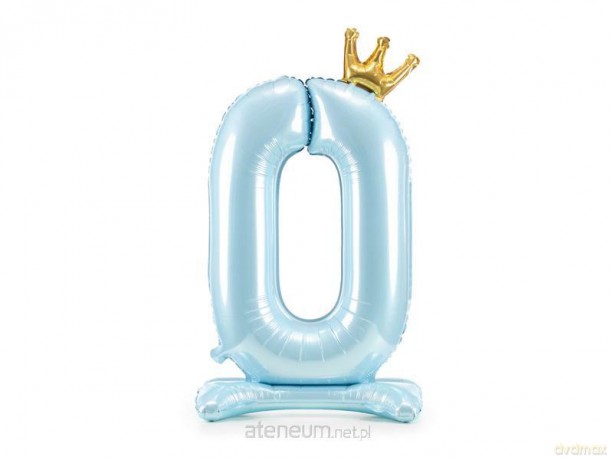 Stojący balon foliowy 0 błękitny 84 cm