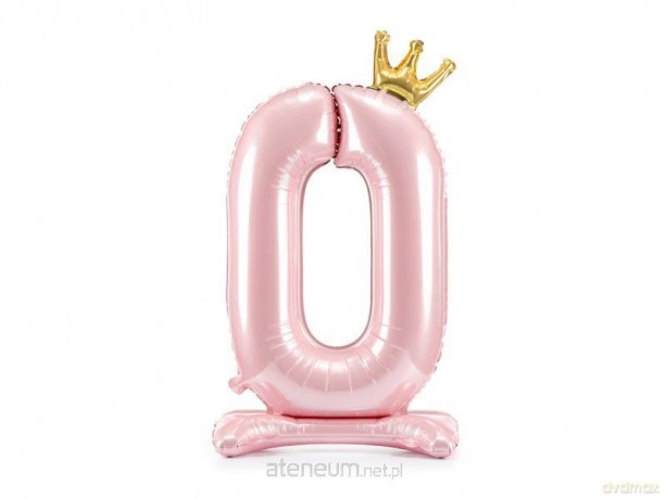 Stojący balon foliowy 0 jasny róż 84 cm