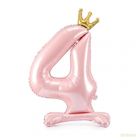 Stojący balon foliowy 4 jasny róż 84 cm