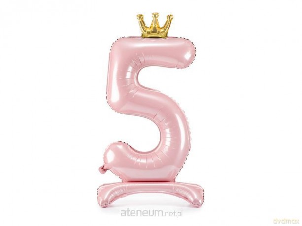 Stojący balon foliowy 5 jasny róż 84 cm