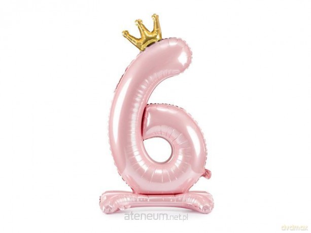 Stojący balon foliowy 6 jasny róż 84 cm