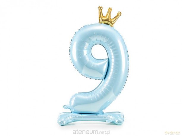 Stojący balon foliowy 9 błękitny 84 cm