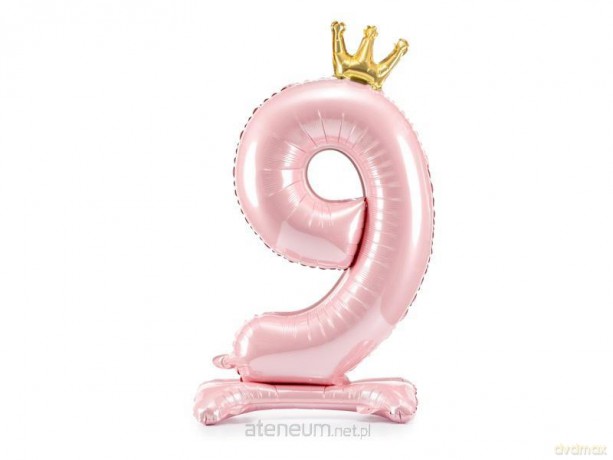 Stojący balon foliowy 9 jasny róż 84 cm