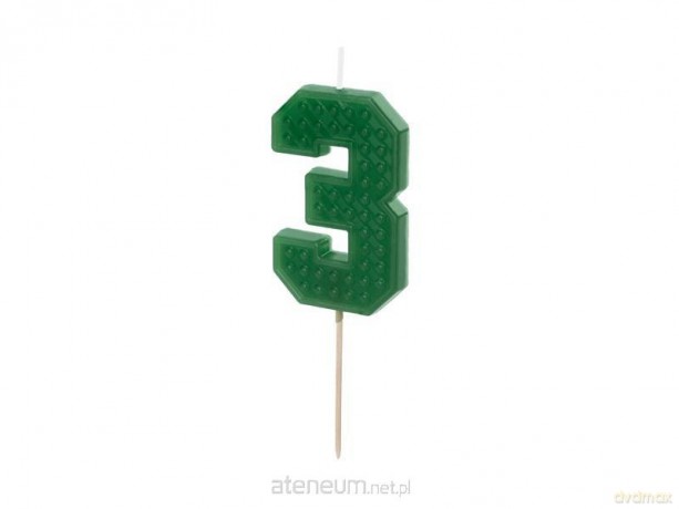Świeczka urodzinowa 3 zielona 6 cm
