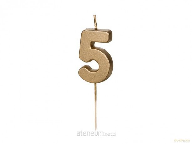 Świeczka urodzinowa 5 złota 4,5 cm