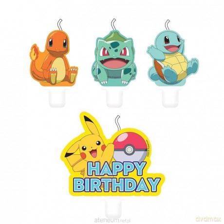 Świeczki figurki Pokemon 4szt.