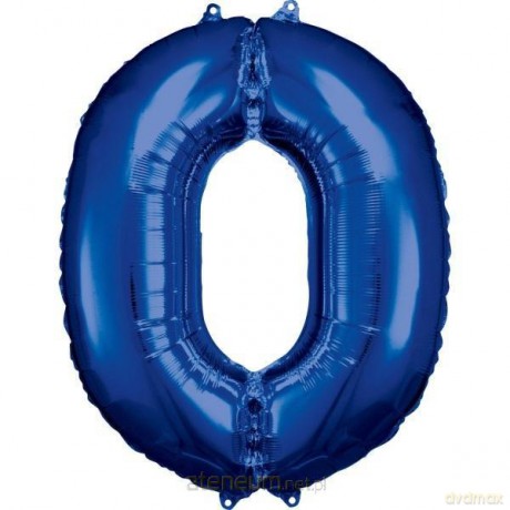 Balon foliowy cyfra 0 niebieska 70x86 cm