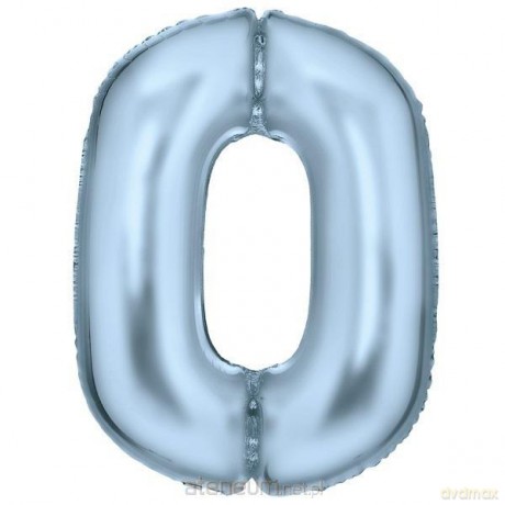 Balon foliowy cyfra 0 pastelowa niebieska 86 cm