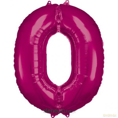 Balon foliowy cyfra 0 różowa 70x86 cm