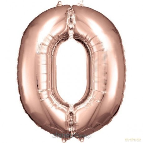 Balon foliowy cyfra 0 różowe złoto 70x86 cm