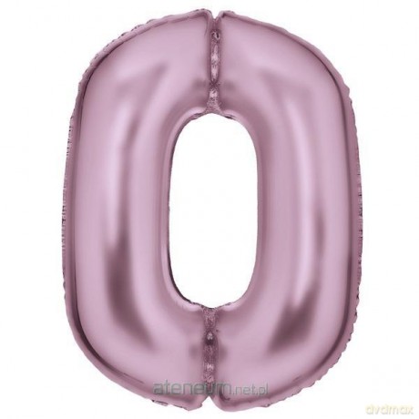 Balon foliowy cyfra 0 satynowa pastelowy róż 86 cm
