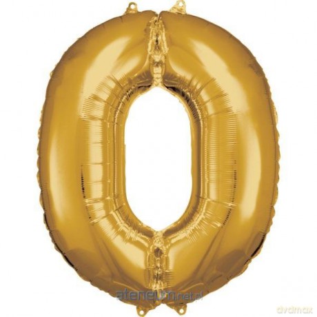 Balon foliowy cyfra 0 złota 70x86 cm