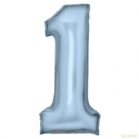 Balon foliowy cyfra 1 pastelowa niebieska 86 cm