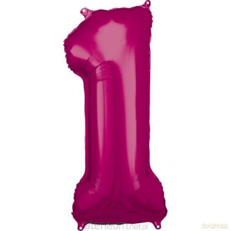 Balon foliowy cyfra 1 różowa 38x86 cm