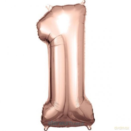 Balon foliowy cyfra 1 różowe złoto 38x86 cm