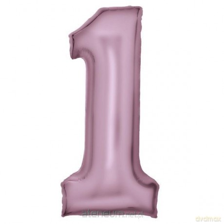 Balon foliowy cyfra 1 satynowa pastelowy róż 86 cm