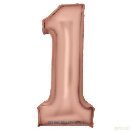 Balon foliowy cyfra 1 satynowa różowe złoto 86 cm