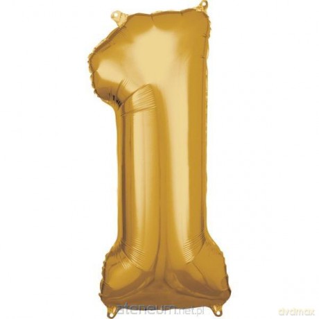 Balon foliowy cyfra 1 złota 38x86 cm