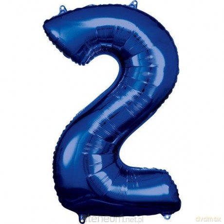 Balon foliowy cyfra 2 niebieska 57x86 cm