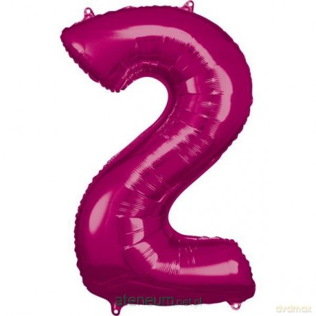 Balon foliowy cyfra 2 różowa 57x86 cm