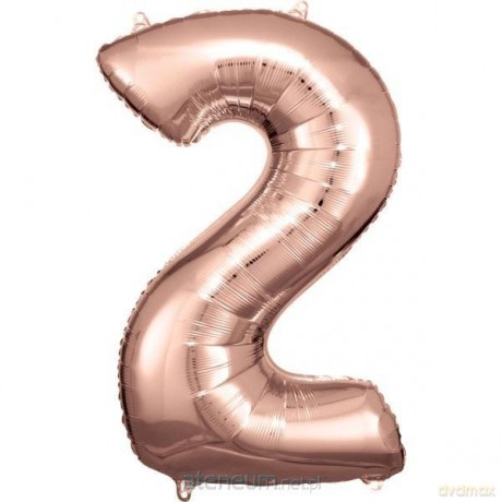 Balon foliowy cyfra 2 różowe złoto 57x86 cm