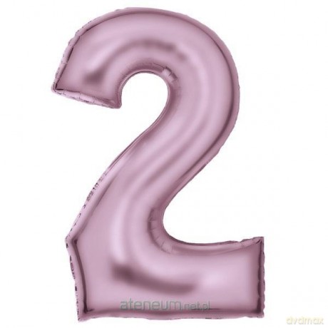 Balon foliowy cyfra 2 satynowa pastelowy róż 86 cm