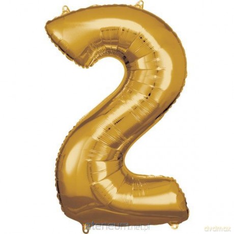 Balon foliowy cyfra 2 złota 57x86 cm