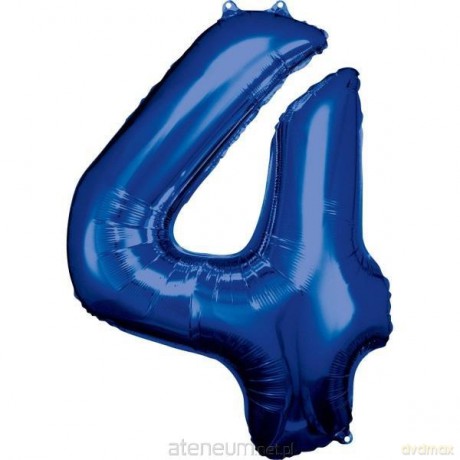 Balon foliowy cyfra 4 niebieska 65x86 cm