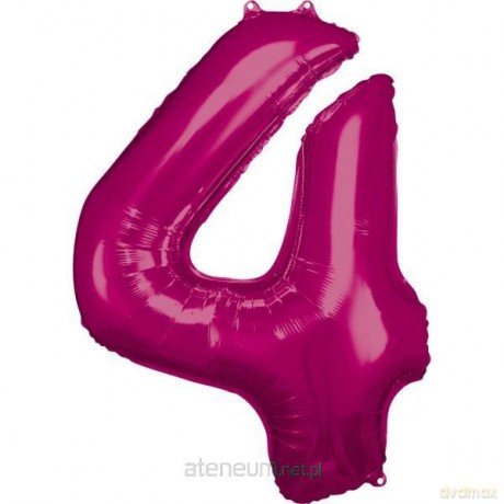 Balon foliowy cyfra 4 różowa 65x86 cm