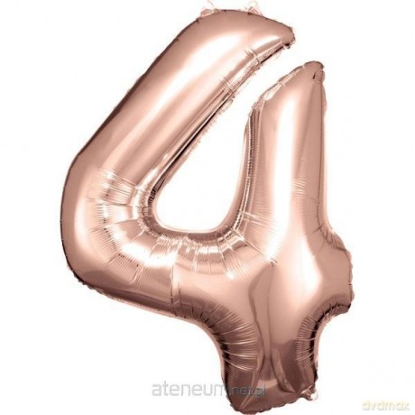 Balon foliowy cyfra 4 różowe złoto 65x86 cm