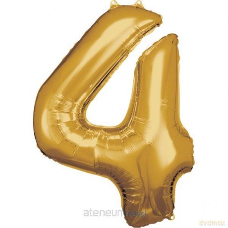 Balon foliowy cyfra 4 złota 65x86 cm