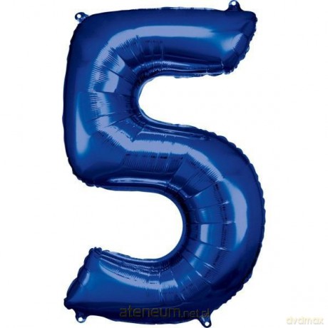 Balon foliowy cyfra 5 niebieska 57x86 cm