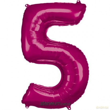 Balon foliowy cyfra 5 różowa 57x86 cm