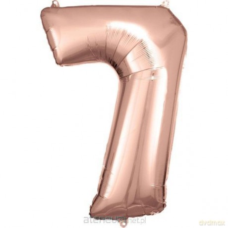 Balon foliowy cyfra 7 różowe złoto 57x86 cm