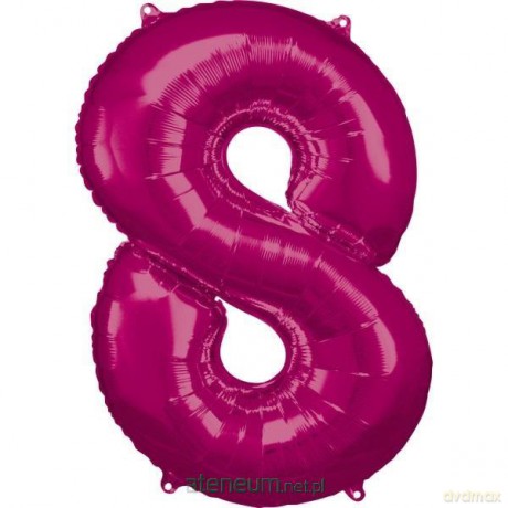 Balon foliowy cyfra 8 różowa 57x86 cm