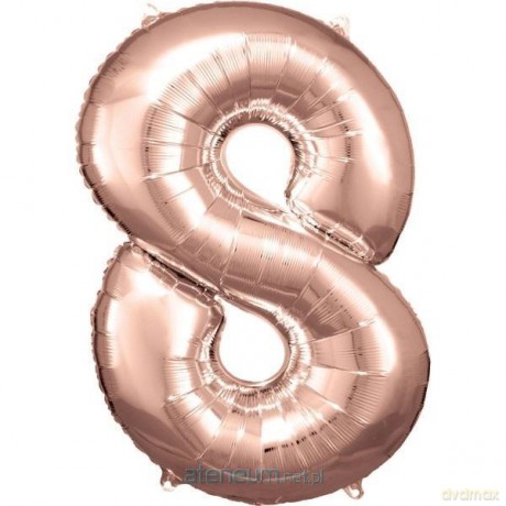 Balon foliowy cyfra 8 różowe złoto 57x86 cm
