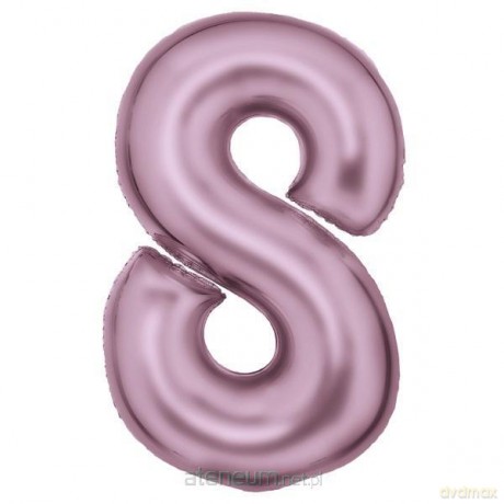 Balon foliowy cyfra 8 satynowa pastelowy róż 86 cm