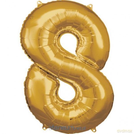 Balon foliowy cyfra 8 złota 57x86 cm