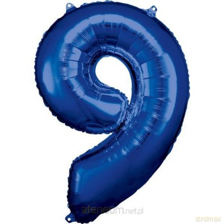 Balon foliowy cyfra 9 niebieska 60x86 cm