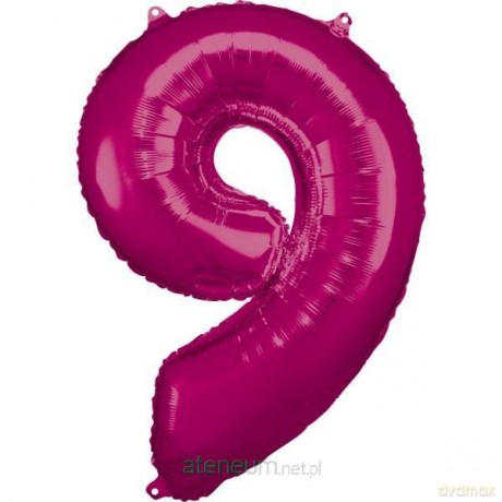 Balon foliowy cyfra 9 różowa 60x86 cm