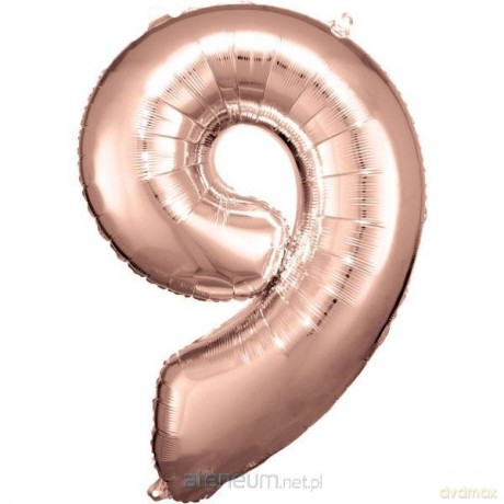 Balon foliowy cyfra 9 różowe złoto 60x86 cm