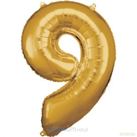 Balon foliowy cyfra 9 złota 60x86 cm
