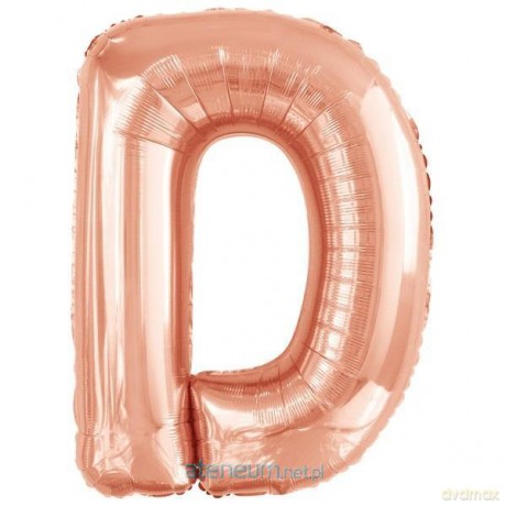 Balon foliowy litera D różowe złoto 62x86 cm
