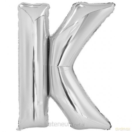 Balon foliowy litera K srebrna 63.5x86 cm