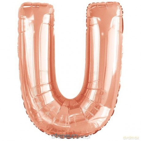 Balon foliowy litera U różowe złoto 65,5x86 cm