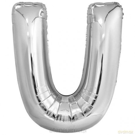 Balon foliowy litera U srebrna 65,5x86 cm